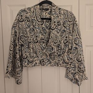 Zara Black and Blue Floral Top